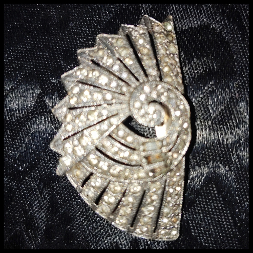 Vintage Art Deco Rhinestone 2 Piece Buckle - Picture 4 of 5